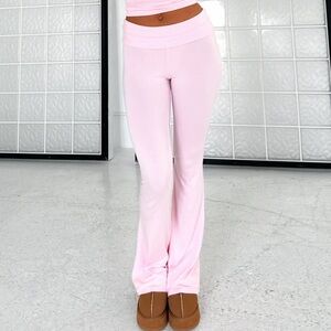 White Fox Boutique Pink Flare Pants + long sleeves top
